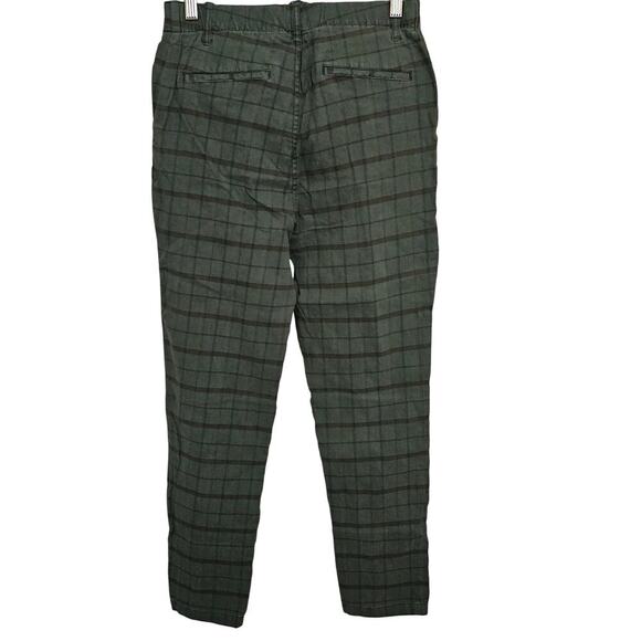 New Sundance Womens Green Tartan Plaid Linen Ankle Pants 6 Business Casual Taper - Picture 6 of 8